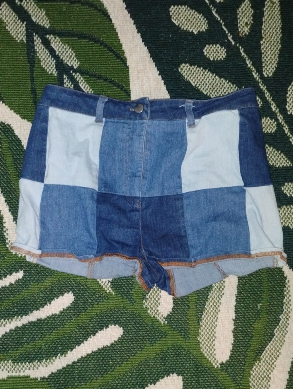 Patchwork Denim Women’s Shorts - Blue